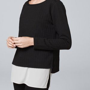 WHBM Layered Mixed-Media Sweater NWT